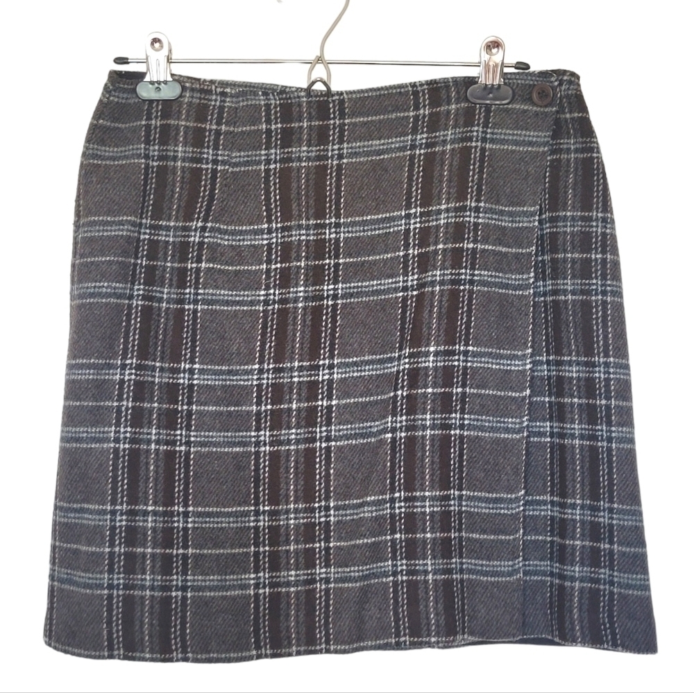 Vintage Wool Blend Wrap Mini Skirt